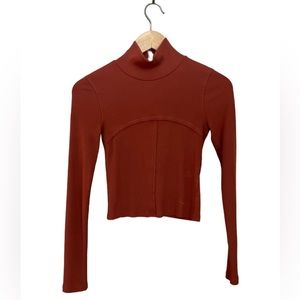 Wilfred Ribbed Turtle Neck cropped top - orange